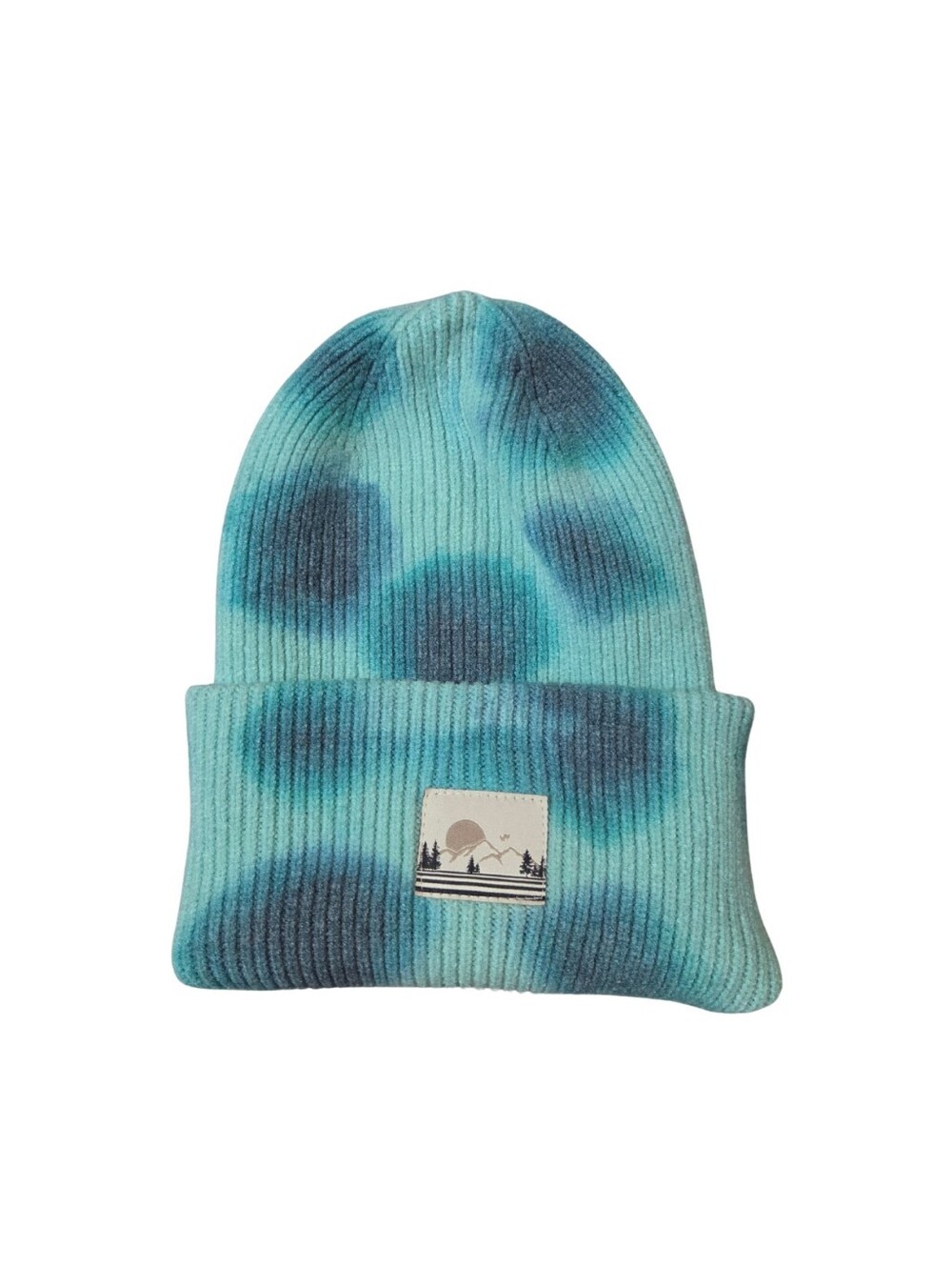 Tie Dye Beanie Blue Mountain Patch Hiking Camping Gorpcore Outdoor No Boundaries